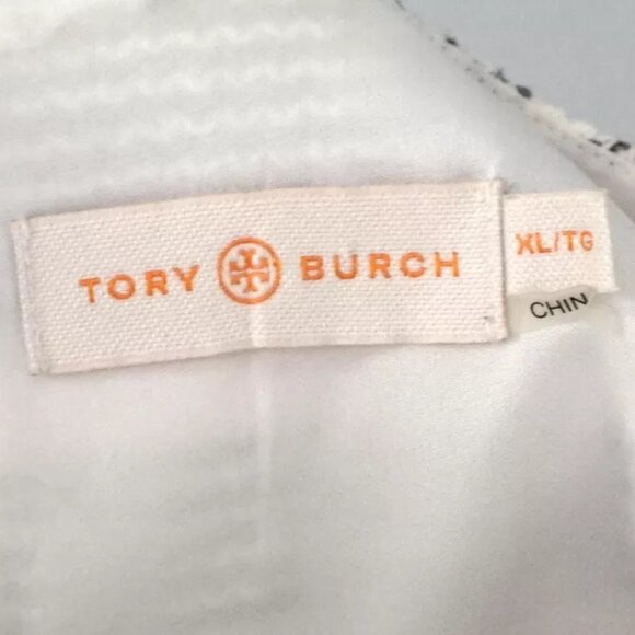 Tory Burch White Gray Tan Striped Southwest Faux Wrap Sleeveless Top Size XL - Picture 4 of 5